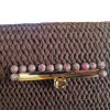 Clutch ,dunkelbraun mit Perlenbesatz und Kette