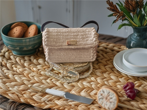 Clutch ,beige mit Kette Taschenengl